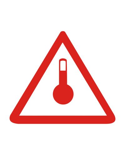 Förhöjd temperatur, Klistermärke, 100x100 mm