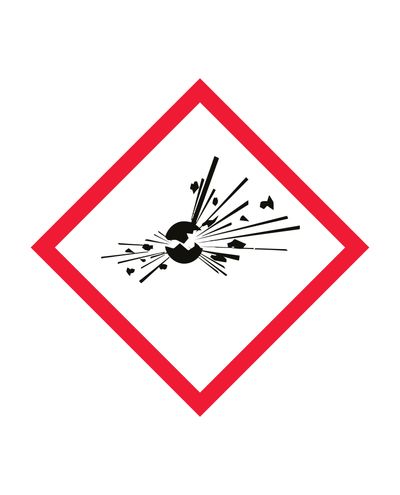 Explosivt ämne, klistermärke, 100x100 mm