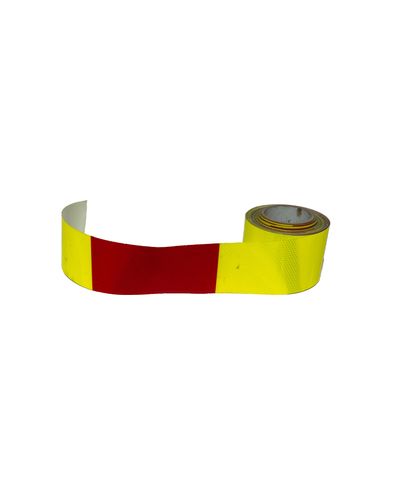 ELY Varningstejp för fordon vertikal rand röd/citron R2, 100mm