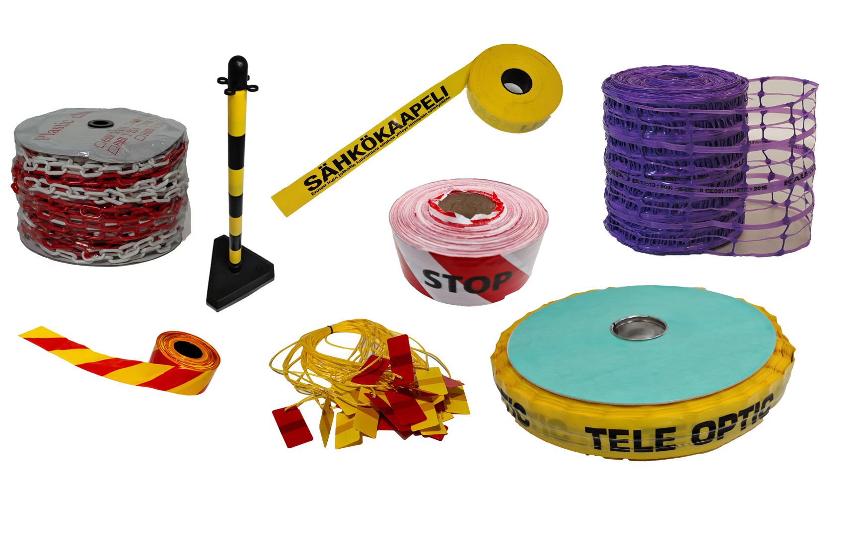 Fiskelinor, band, nät och kedjor